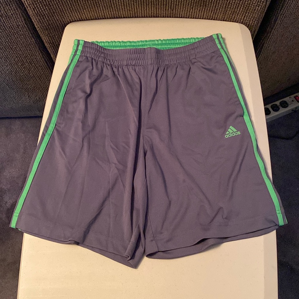 Adidas Climalite shorts. Color: Gray/Green. Size: S.